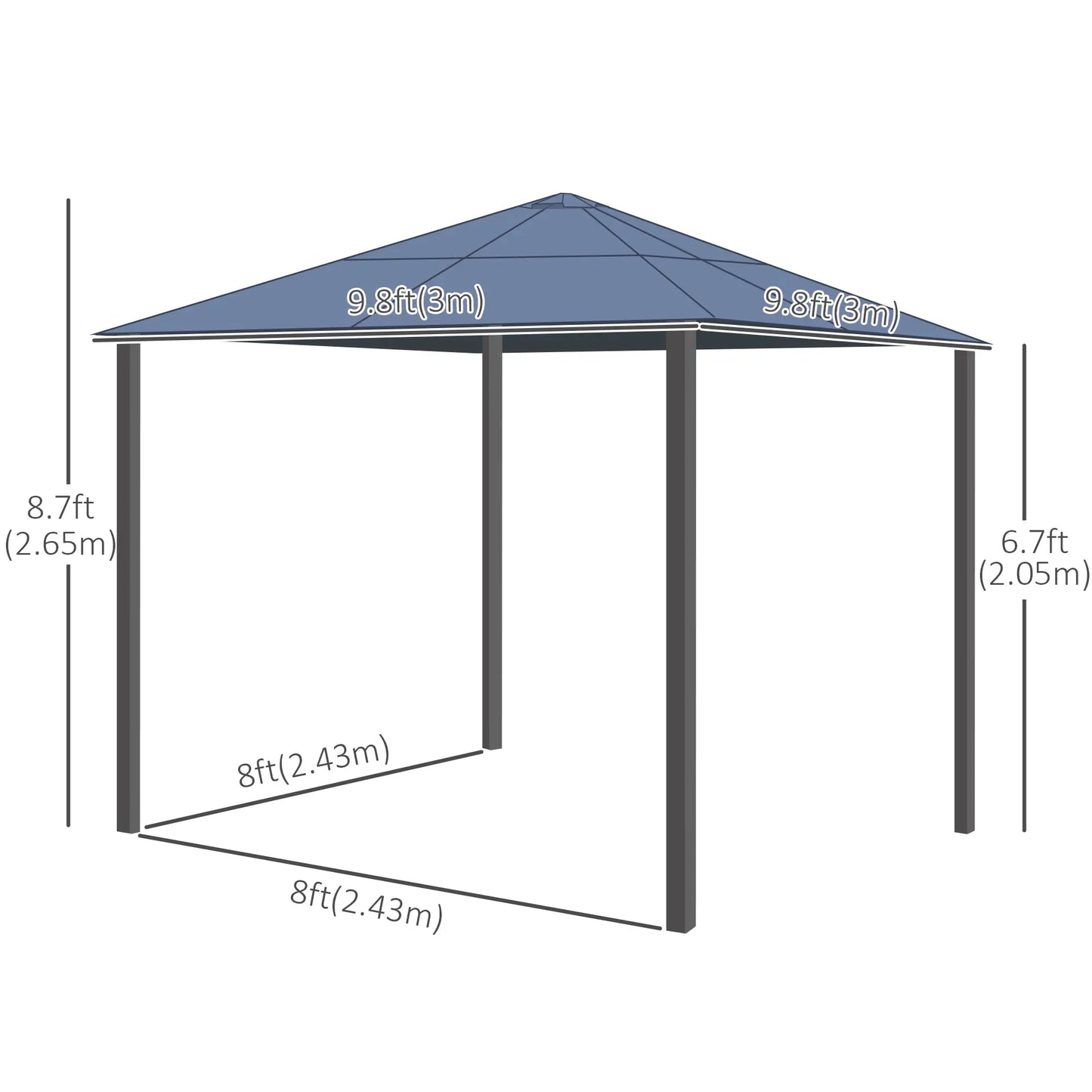 10x10ft Hardtop Gazebo, Aluminum Frame, Polycarbonate Canopy Gazebos at Gallery Canada