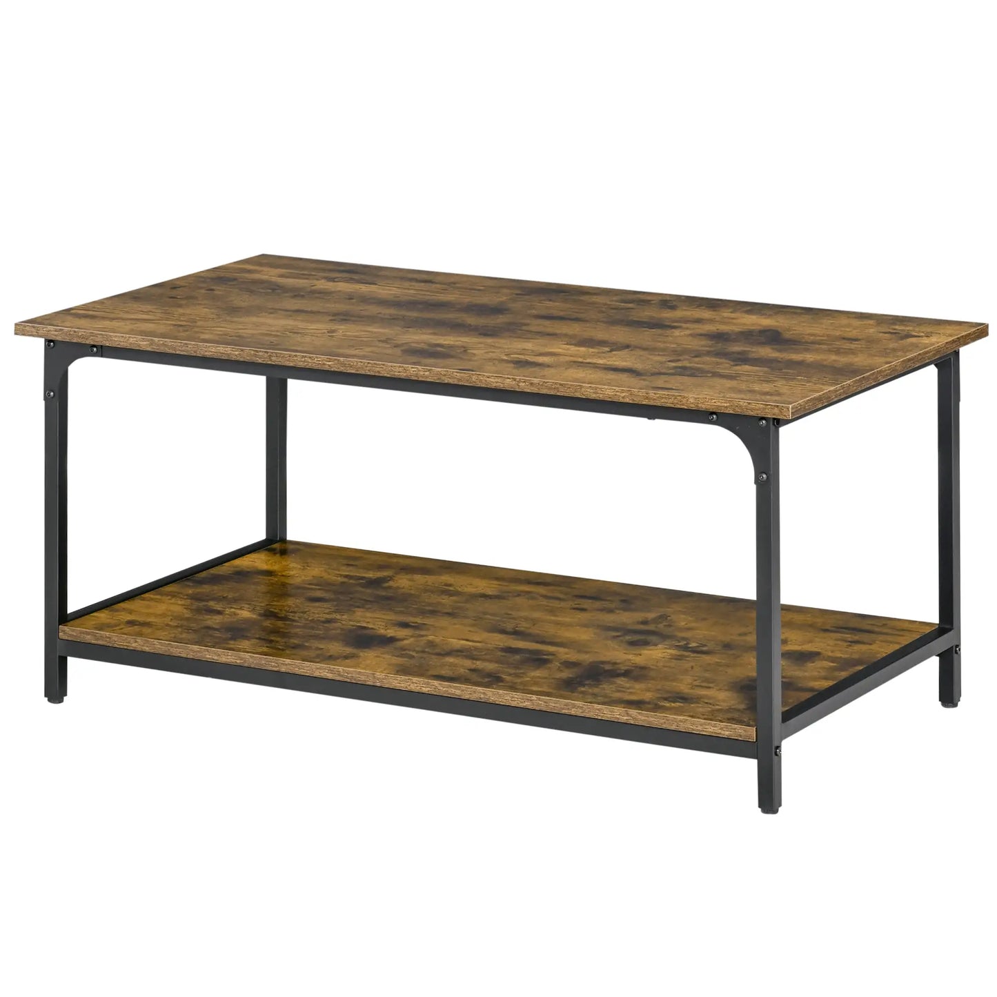 Industrial Coffee Table with Storage Shelf, 2-Tier, Rustic Brown Coffee Tables at Gallery Canada