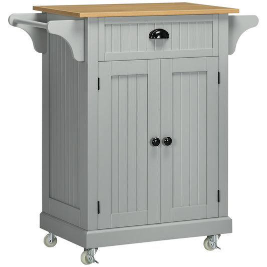 Rolling Kitchen Cart on Wheels, Utility Bar Cart with Drawer, 2 Towel Racks and Adjustable Shelf, Gray - Gallery Canada