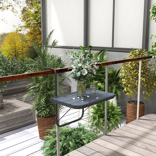 Adjustable Outdoor Hanging Table, Aluminum Wall Desk, Foldable Rectangle, Black Balcony Table Hanging Black at Gallery Canada