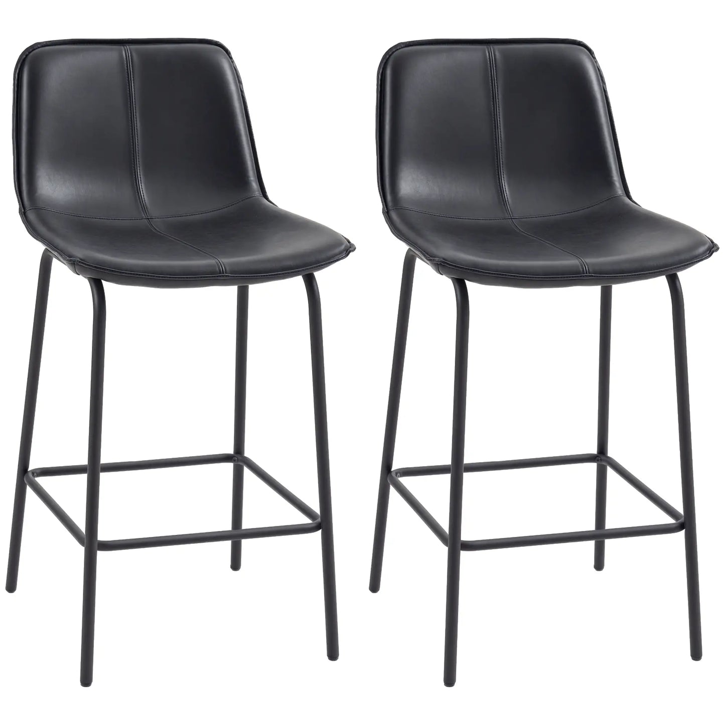 Bar Stools Set of 2, Upholstered Counter Height Bar Chairs, Kitchen Stools with Steel Legs Bar Stools at Gallery Canada
