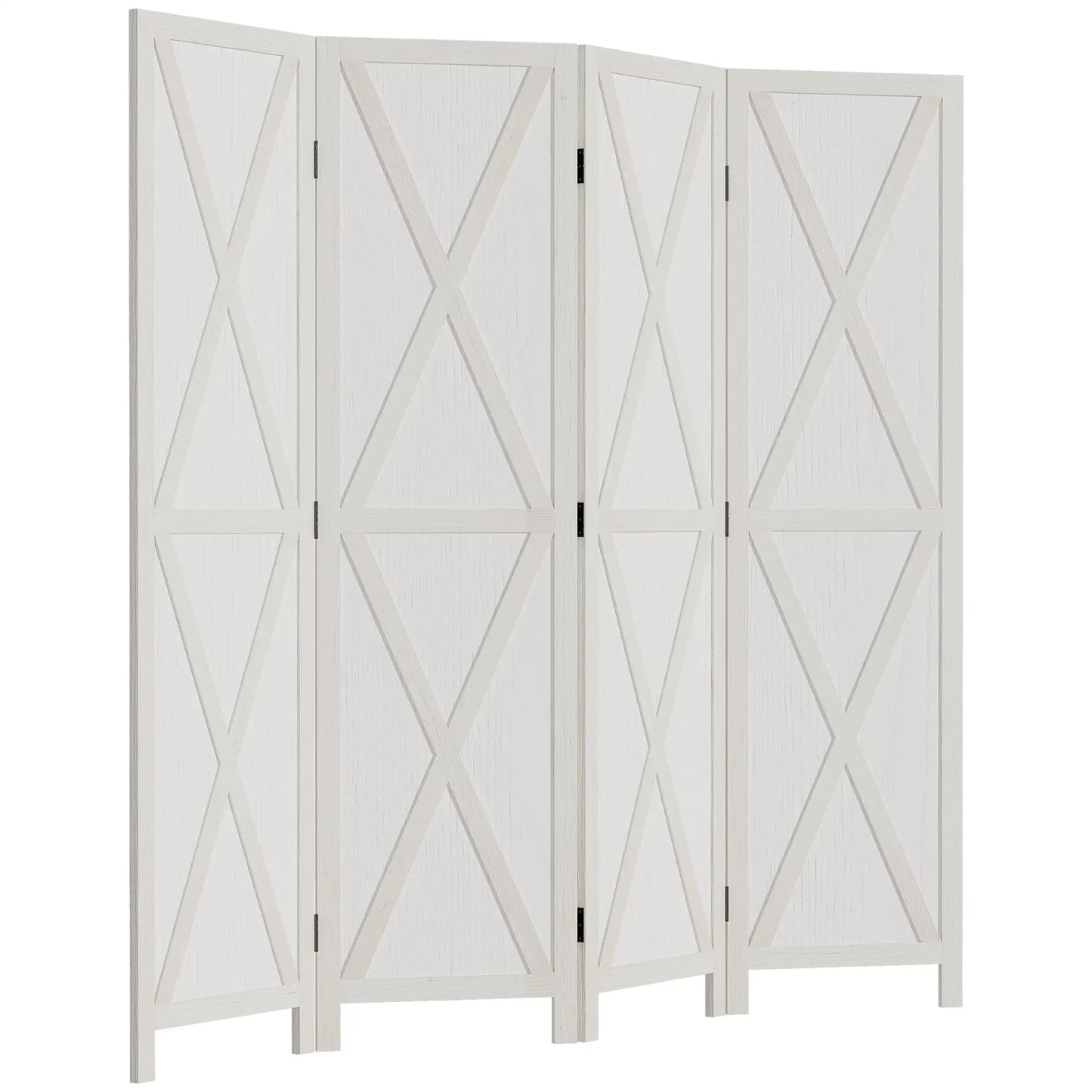 4-Panel Farmhouse Room Divider, Foldable Wooden Frame 5.6FT, White Room Dividers at Gallery Canada