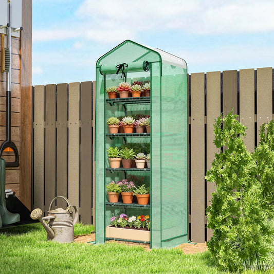 Mini Greenhouse With Screen Roof, 27.6" x 19.7" x 75.6", Green Portable Greenhouses Green, Dark Green at Gallery Canada