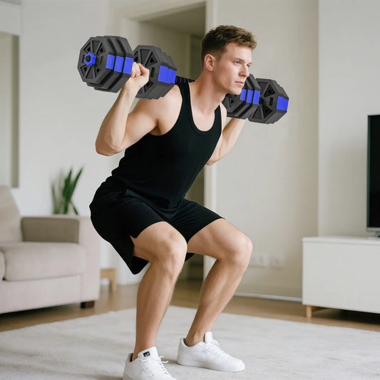 4-in-1 Adjustable Dumbbell Set, 55lbs, Blue Dumbbells & Barbells Blue at Gallery Canada