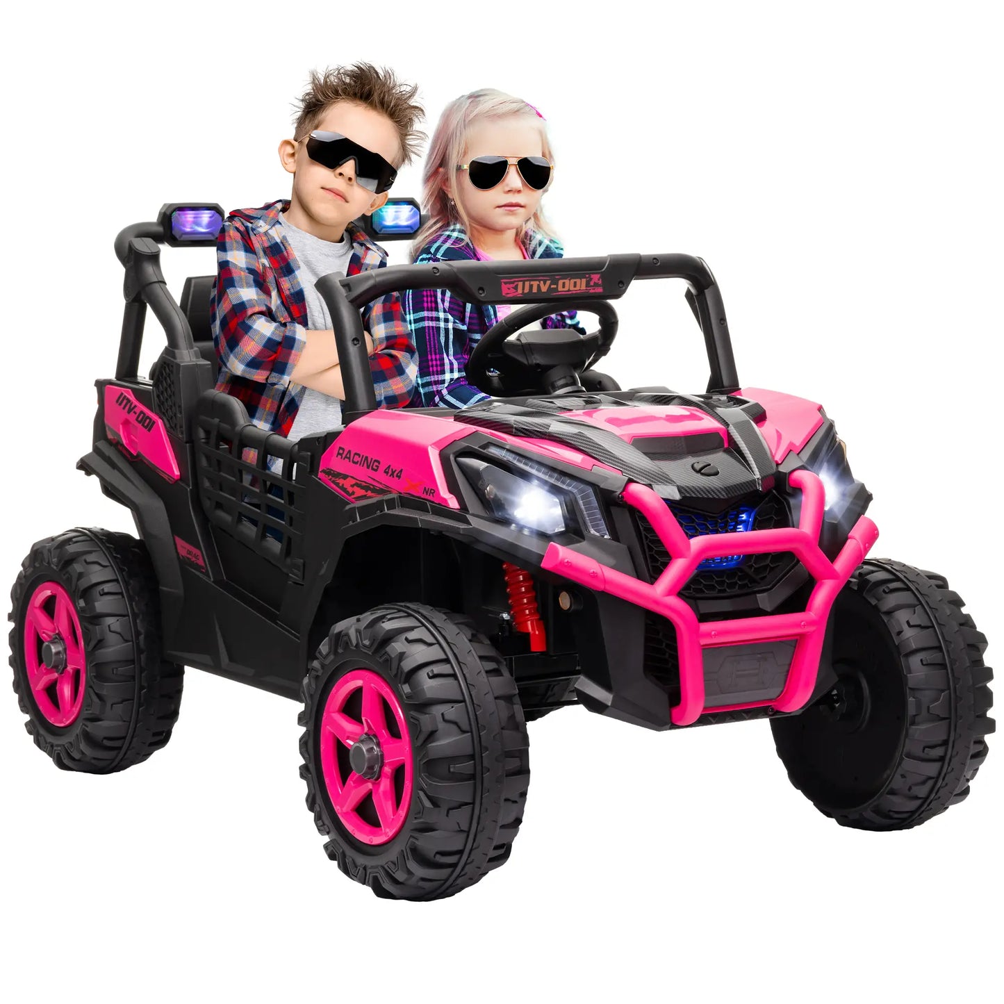2 Seater 24V Kids Electric Car, Remote Control, 3 Speed, LED Lights, Pink Electric Toy Cars at Gallery Canada