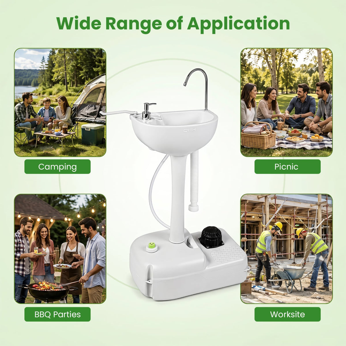 Portable Foot Pump Camping Sink, 4.5 Gal Tank, Soap Dispenser