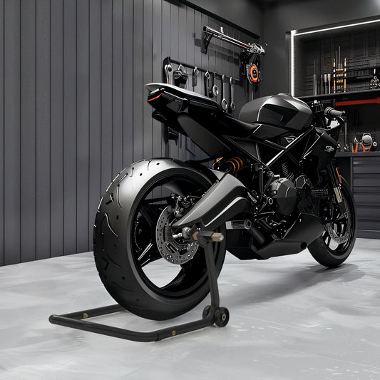 Convertible Motorcycle Stand, Front Rear Lift, 3 Adaptors, Black Automotive Black at Gallery Canada