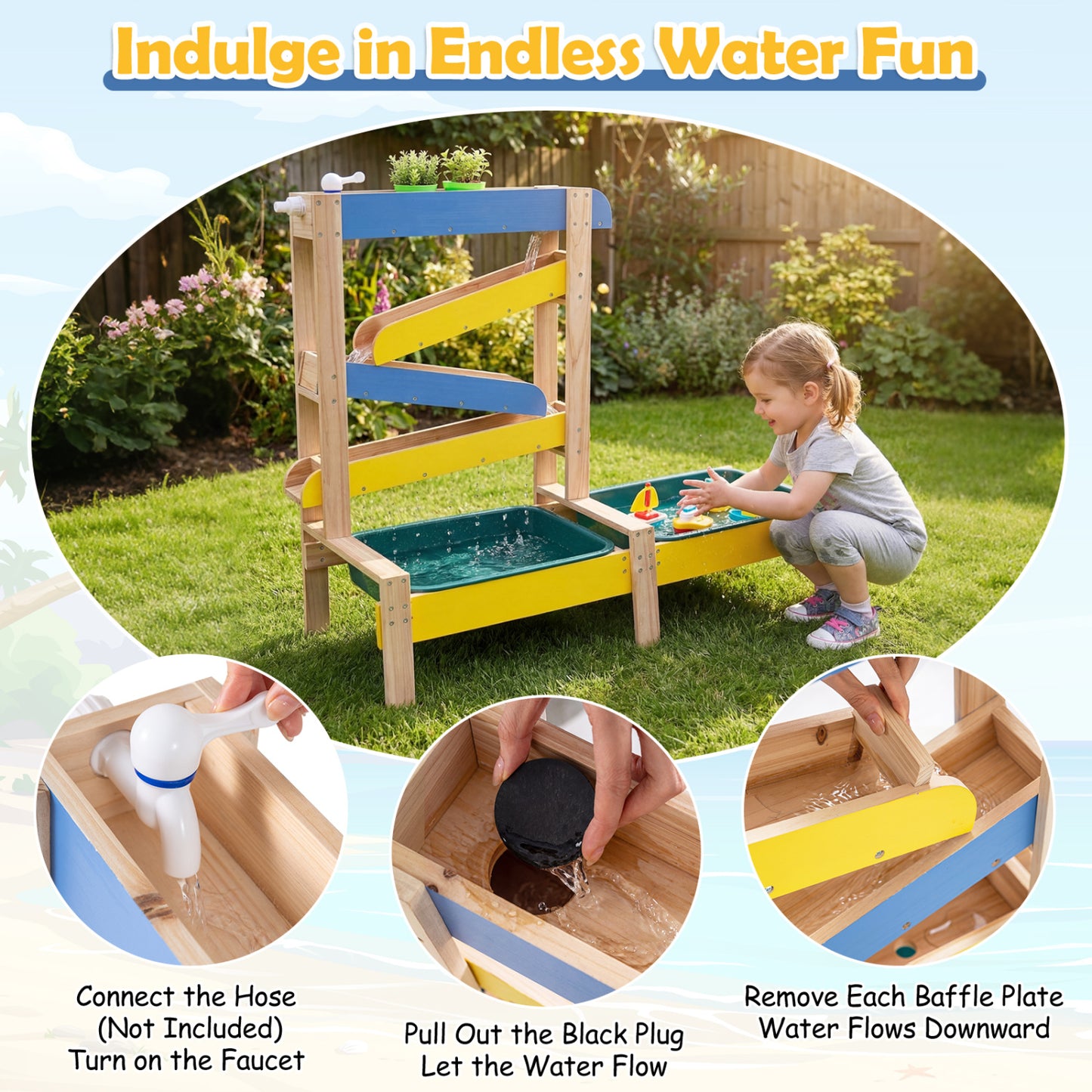Sand and Water Table for Toddlers with 2 Water Basins, Multicolor Play Kitchen Sets at Gallery Canada