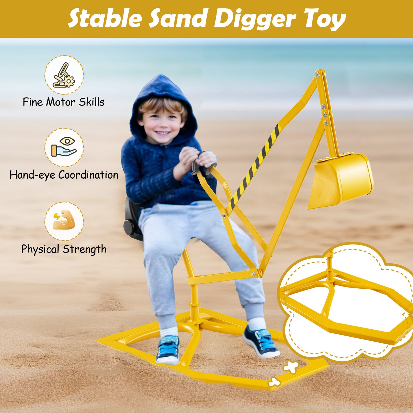 Kids Sandbox Toy Digger, 2-Handed Controls, Flexible Shovel, Yellow Sandboxes at Gallery Canada
