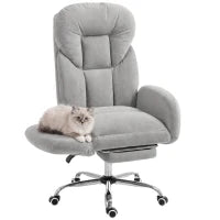 Cross Legged Office Chair, Flip Armrests, Footrest, Light Grey