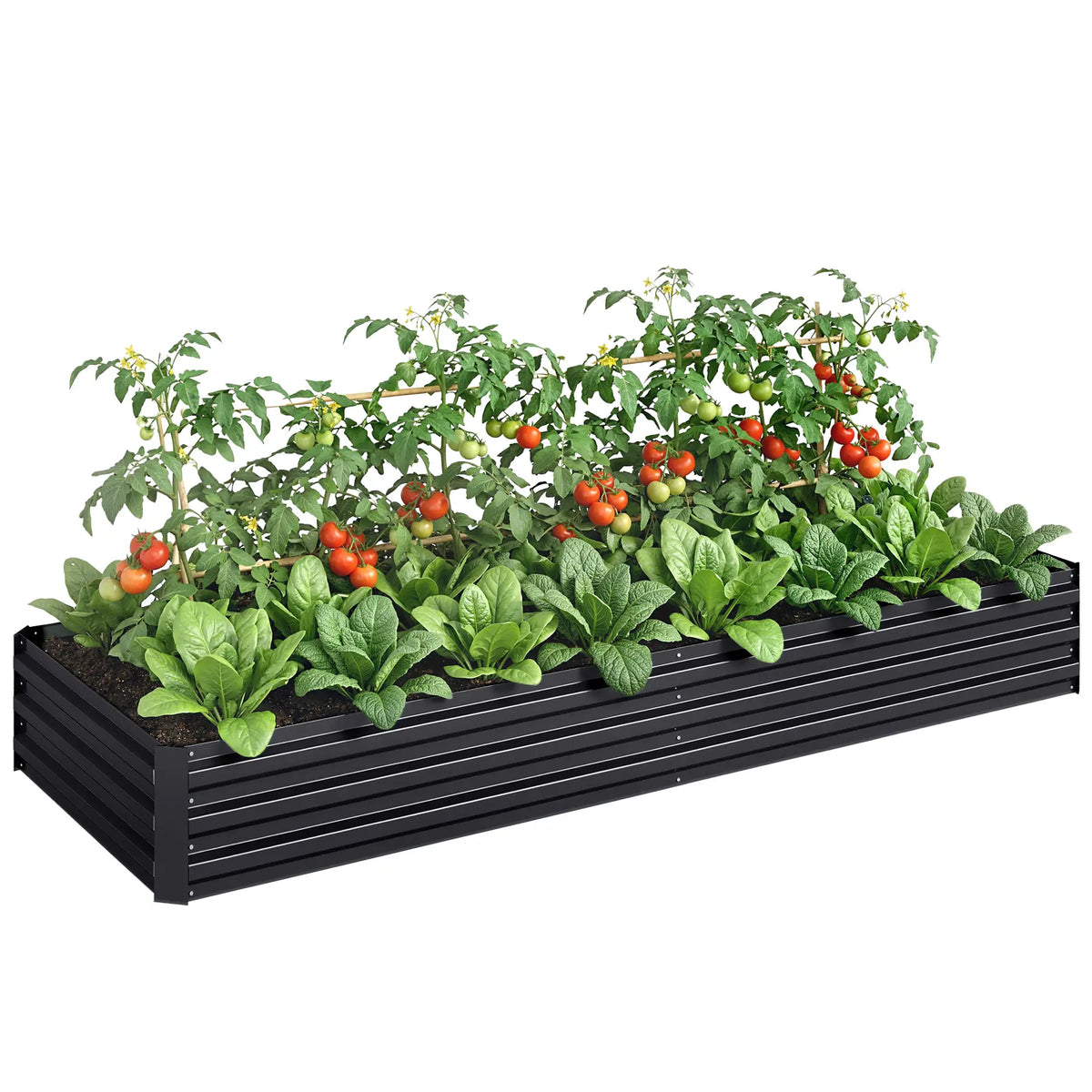 Galvanized Raised Garden Bed, 95" x 36" x 12", Metal Elevated Planter Box, Black Galvanized Planter Boxes at Gallery Canada