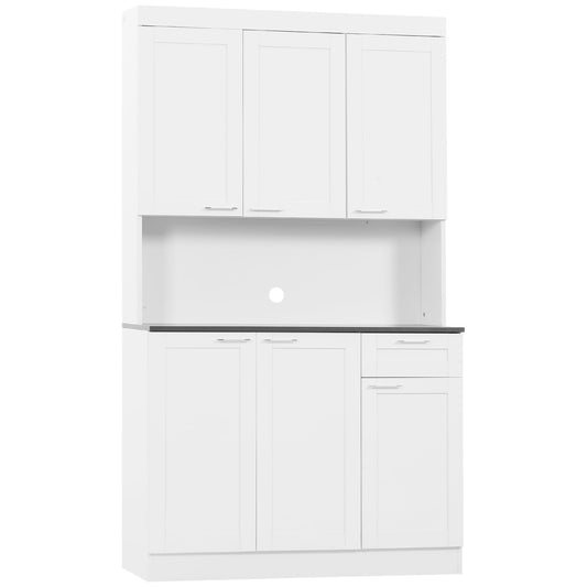 71" Kitchen Pantry Cabinet, Storage Buffet with Hutch, Adjustable Shelves for Living Room, High Gloss White - Gallery Canada