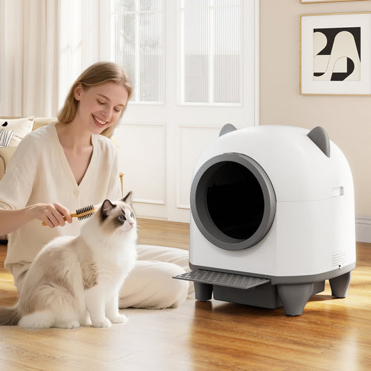 Self-Cleaning Litter Box for Multi-Cat & Senior Cats Home, White Cat Supplies White at Gallery Canada