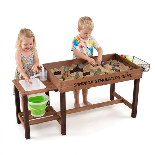 Sensory Table with Water Pump & Sink and 33 Sand Toys for Toddlers Play Kitchen Sets Coffee & Brown at Gallery Canada