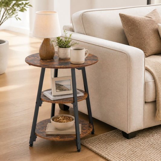 Industrial Side Tables, 3-Tier Shelves, Rustic Brown End & Side Tables Rustic Brown at Gallery Canada