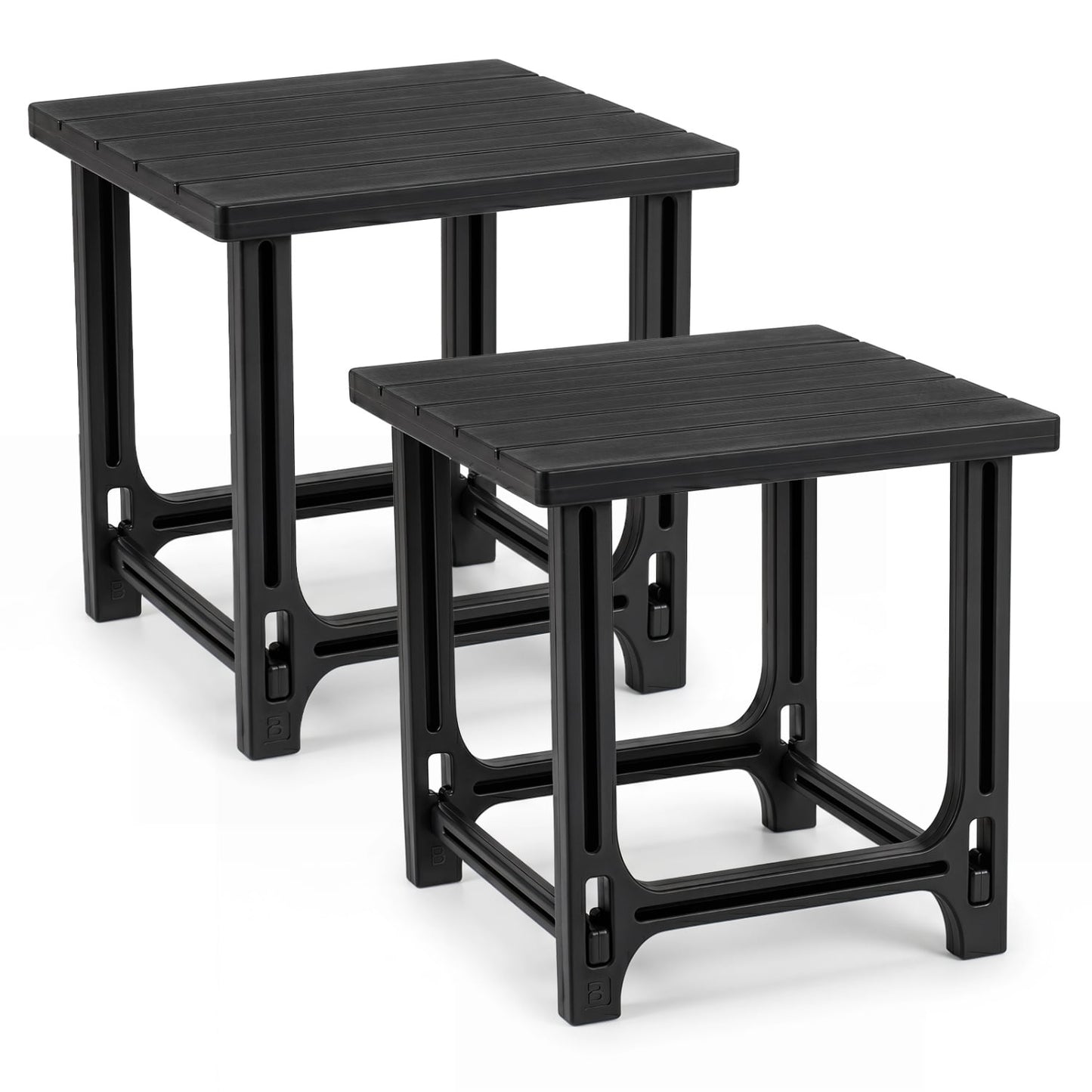 Set Of 2 18" Outdoor Adirondack Side Tables, Black