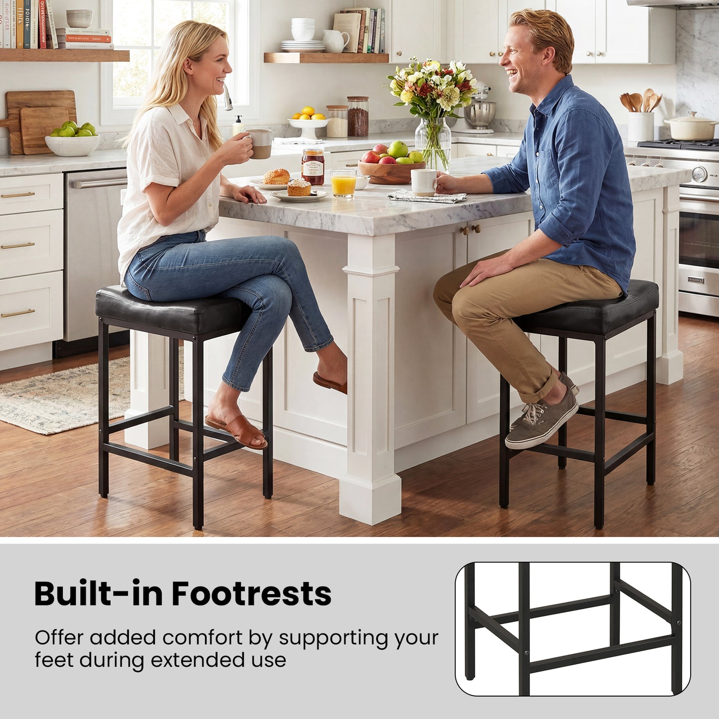 Set Of 2 25 Inch Counter Height Bar Chairs, Black Bar Stools at Gallery Canada