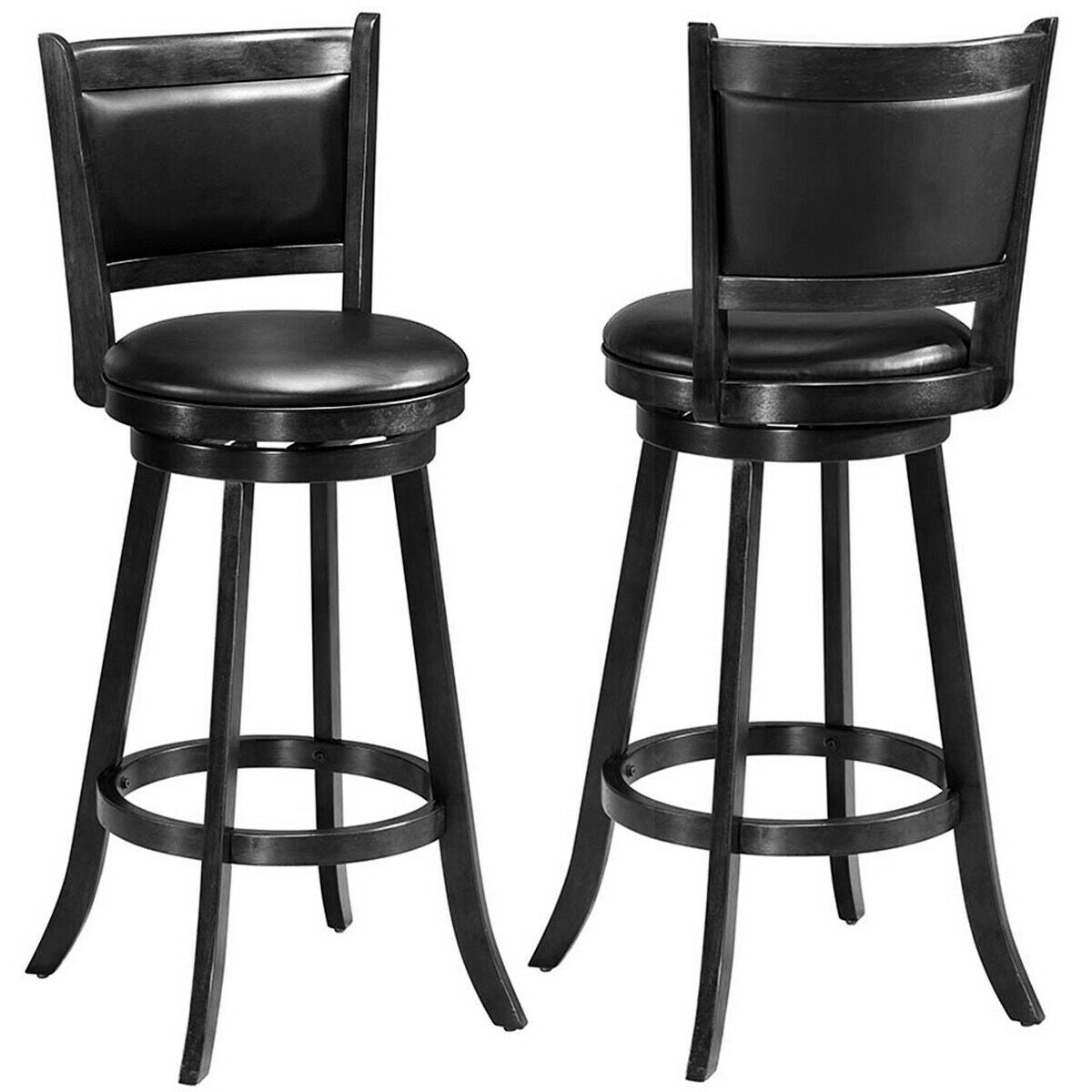 Set Of 2 29 Inch Swivel Bar Stools, Wood Dining Chairs, Black Bar Stools at Gallery Canada