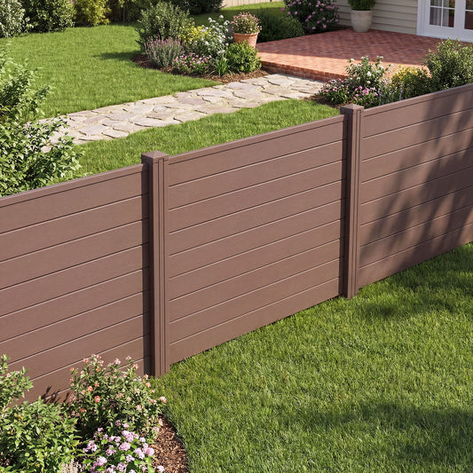 Set Of 2, 48 x 38 Inch AC Fence Panels, Metal Ground Stakes, Brown Decorative Fencing & Flooring Brown at Gallery Canada