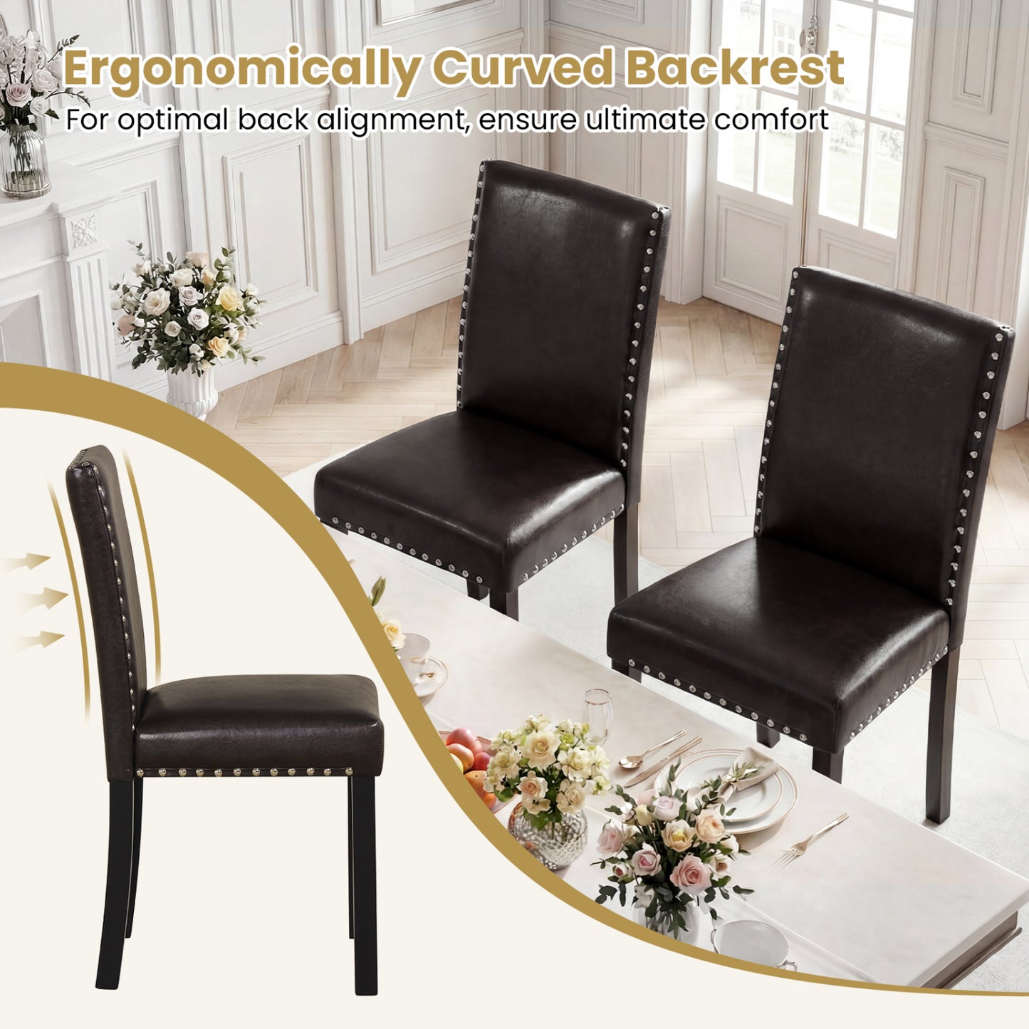 Set Of 2 Faux Leather Upholstered Parsons Dining Chairs Dining Chairs at Gallery Canada