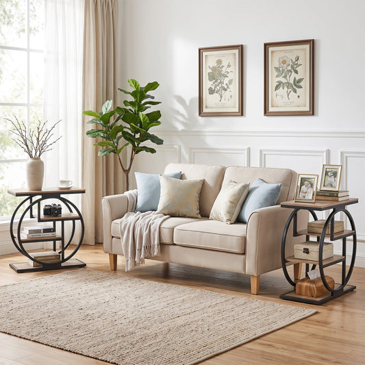 Set of 2 4-Tier Narrow End Table, Storage Shelves, Gray End & Side Tables Gray at Gallery Canada