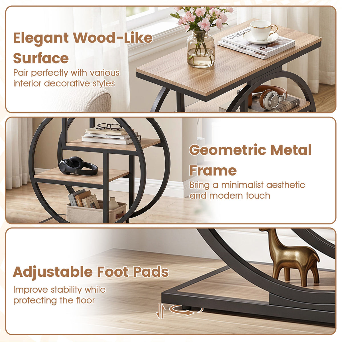 Set of 2 4-Tier Narrow End Table, Storage Shelves, Gray End & Side Tables at Gallery Canada
