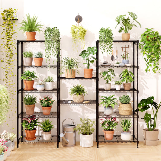 Set of 2 6-Tier Metal Storage Shelving Unit with V-Shaped Wire Rack and 900 LBS Capacity, Black Garages Black at Gallery Canada