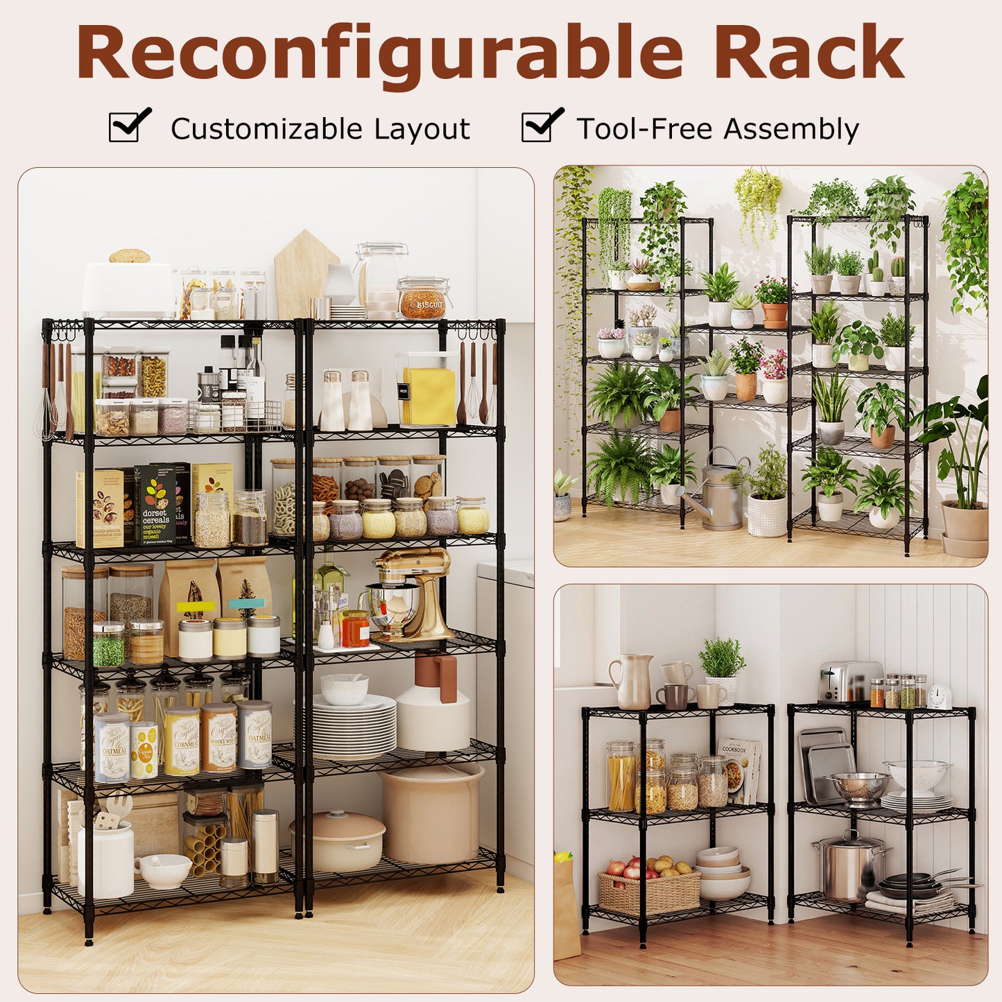 Set of 2 6-Tier Metal Storage Shelving Unit with V-Shaped Wire Rack and 900 LBS Capacity, Black Garages at Gallery Canada