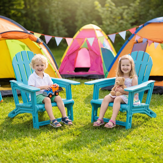 Kids Outdoor Patio Seating Set of 2, Turquoise Adirondack Chairs Turquoise at Gallery Canada
