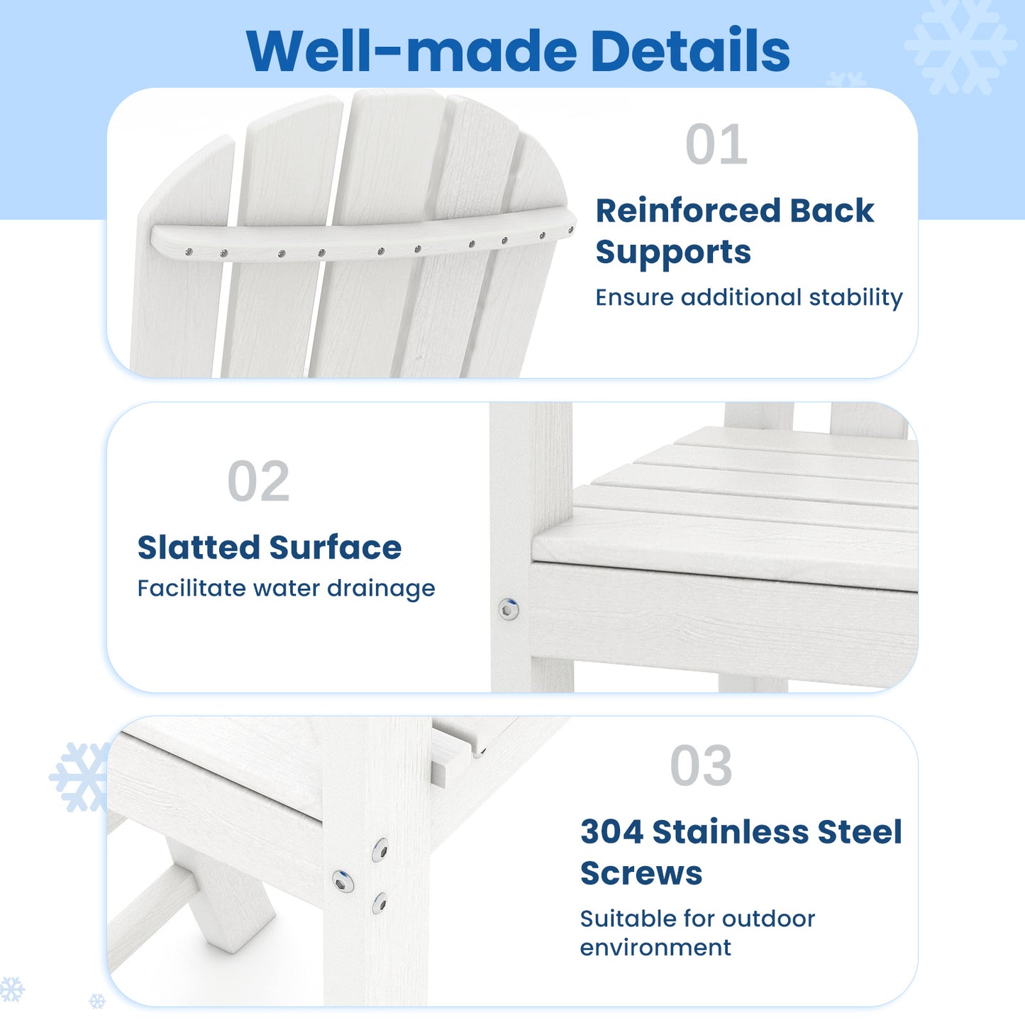Outdoor HDPE Bar Stool Set, Counter Height, White Patio Dining Chairs at Gallery Canada