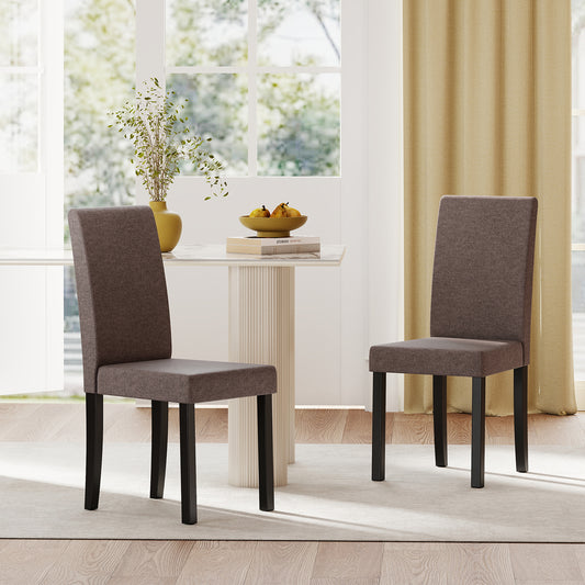 Set of 2 Dining Chair Mid-Century Modern Fabric Upholstered Parson Chairs, Brown Dining Chairs Brown at Gallery Canada