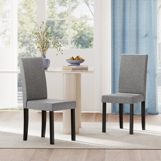 Set of 2 Mid-Century Modern Fabric Upholstered Parson Dining Chairs, Light Gray Dining Chairs Light Gray at Gallery Canada