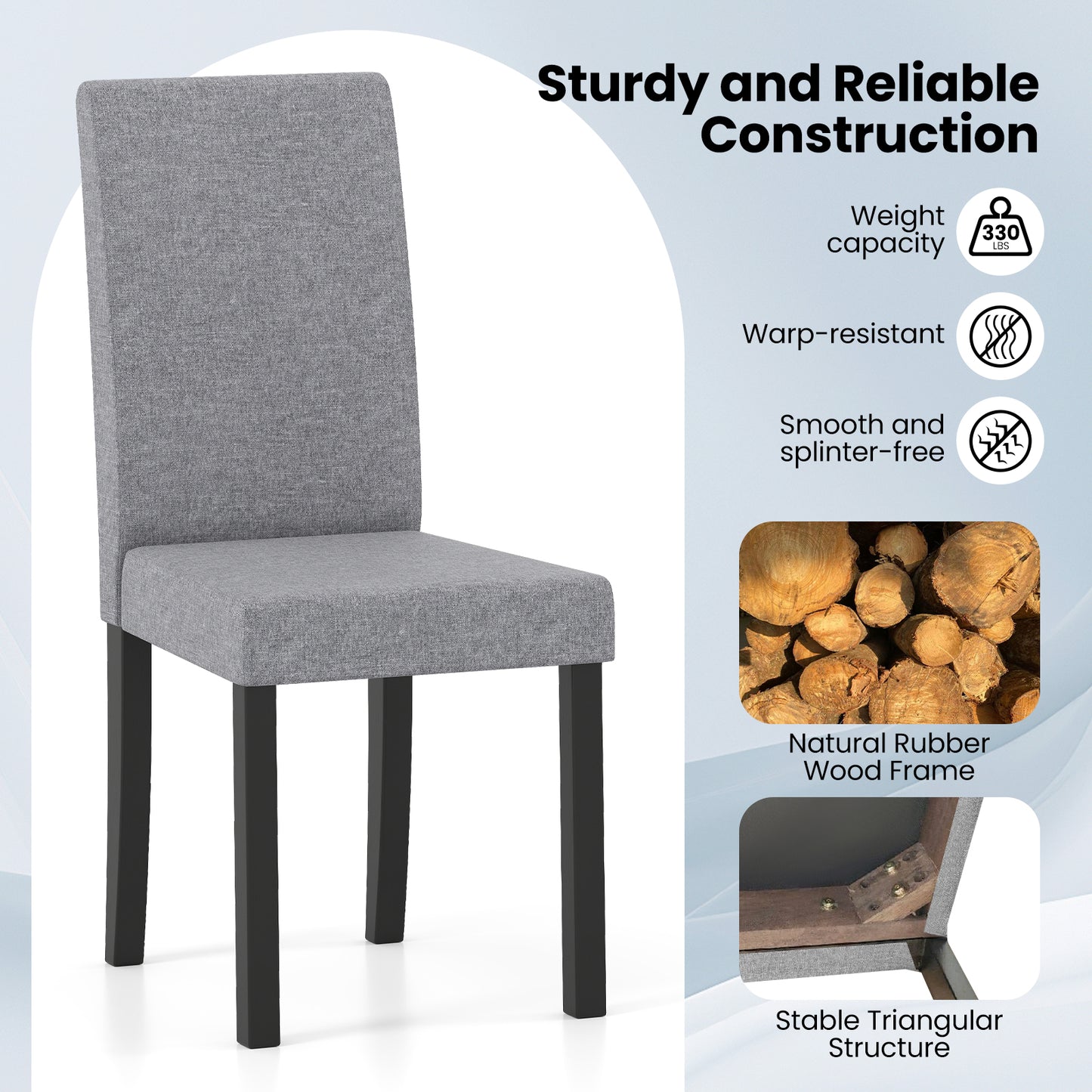 Set of 2 Mid-Century Modern Fabric Upholstered Parson Dining Chairs, Light Gray Dining Chairs at Gallery Canada