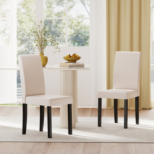 Set Of 2 Mid-Century Modern Fabric Upholstered Parson Dining Chairs, Beige Dining Chairs Beige at Gallery Canada