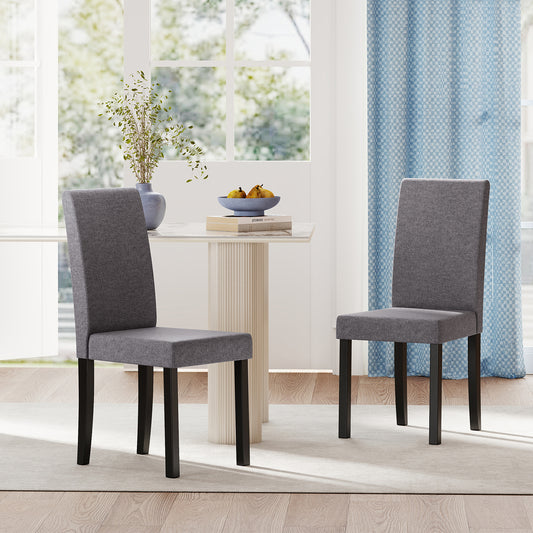 Set of 2 Dining Chair Mid-Century Modern Fabric Upholstered Parson Chairs, Dark Gray Dining Chairs Dark Gray at Gallery Canada