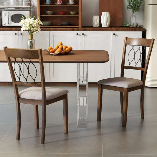 Set of 2 Fabric/Faux Leather Dining Chairs, Rustic Brown Dining Chairs Rustic Brown at Gallery Canada