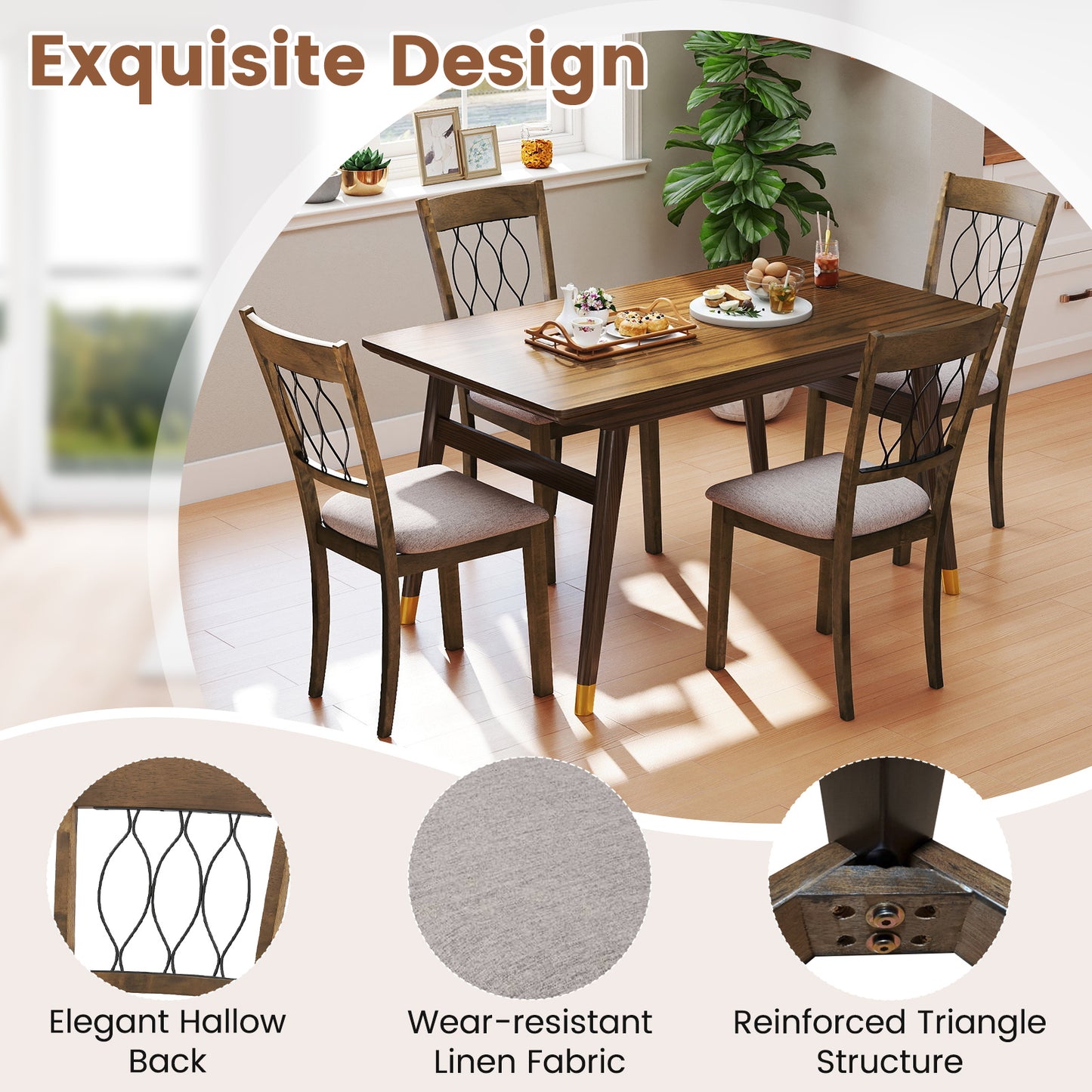 Set of 2 Fabric/Faux Leather Dining Chairs, Rustic Brown Dining Chairs at Gallery Canada