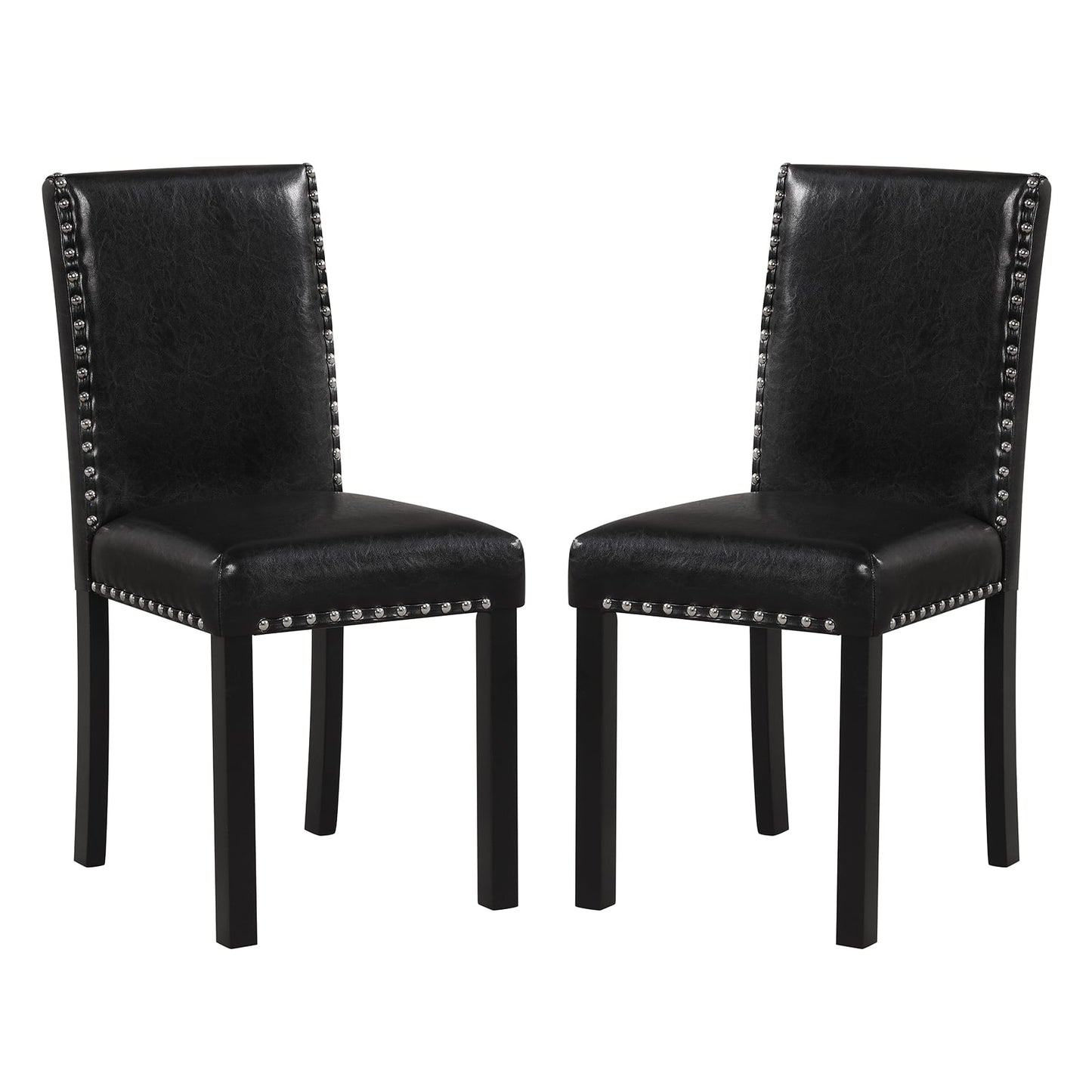 Set of 2 Dining Chairs with Solid Rubber and Wood Legs