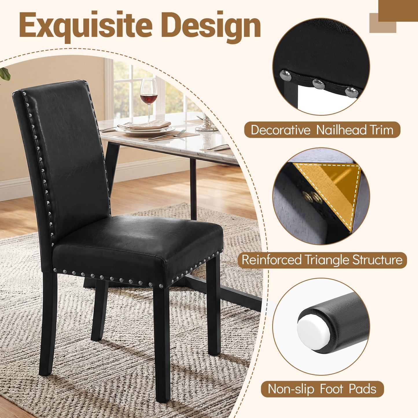 Set of 2 Dining Chairs with Solid Rubber and Wood Legs Dining Chairs at Gallery Canada