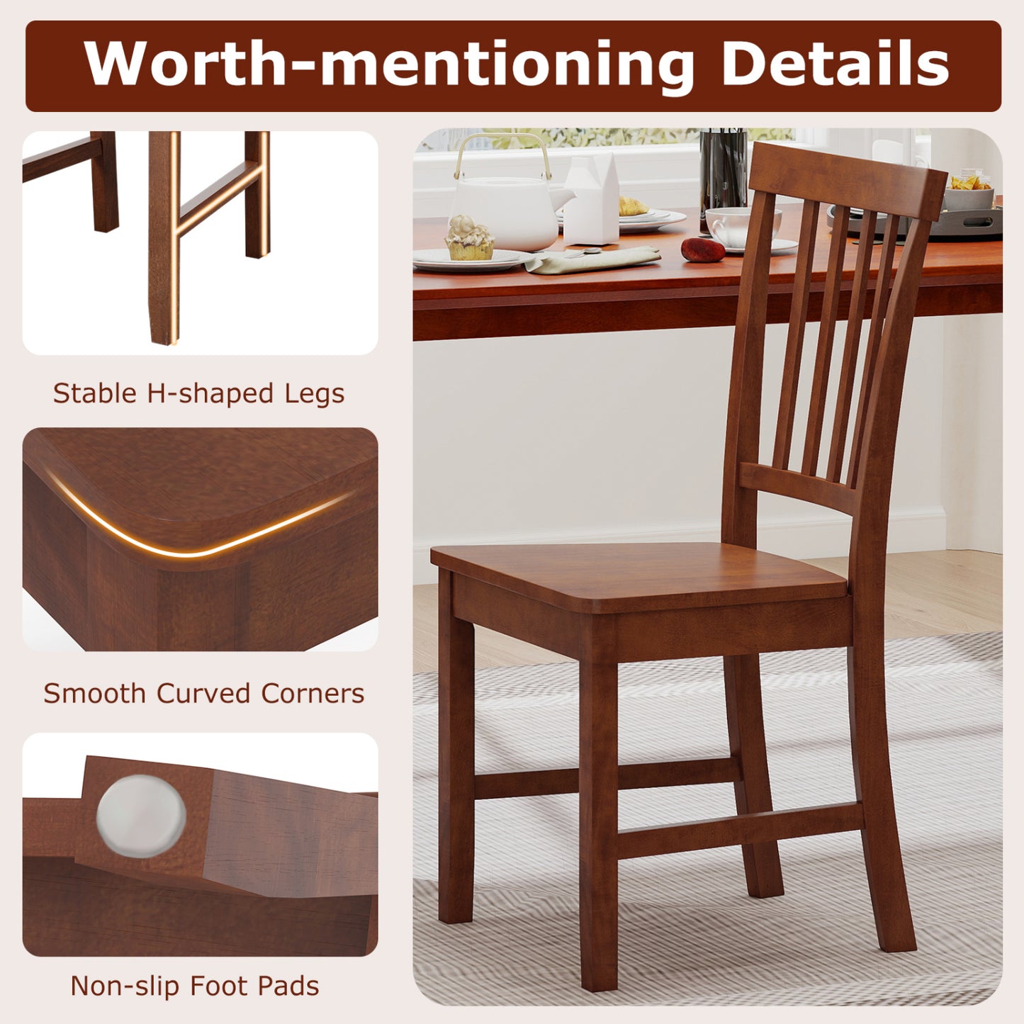 Set Of 2 Dining Chairs, Solid Wood Legs, Walnut Dining Chairs at Gallery Canada