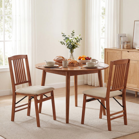 Set Of 2 Foldable Upholstered Kitchen Chairs, Beige Dining Chairs Beige at Gallery Canada