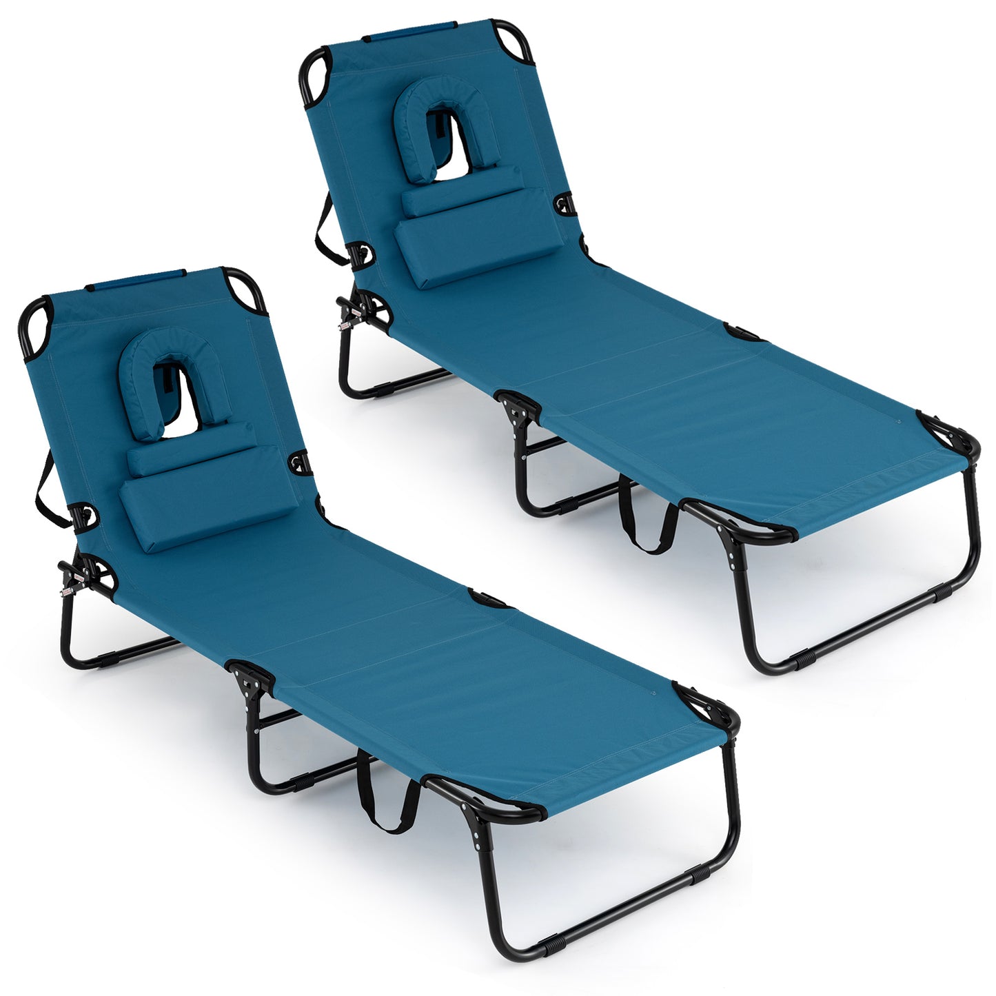 Folding Face Down Tanning Chair, Set of 2, 3 Removable Pillows, Blue Beach & Lawn Chairs at Gallery Canada