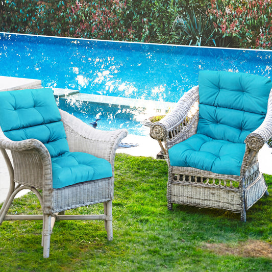 Set Of 2 High Back Chair Cushions, Turquoise Outdoor Furniture Accessories Turquoise at Gallery Canada