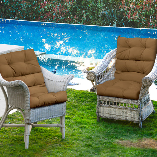 Set of 2 High Back Chair Cushion with Adjustable Height, Brown Outdoor Furniture Accessories Brown at Gallery Canada