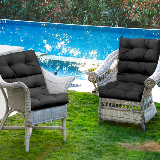 Set of 2 High Back Chair Cushion with Adjustable Height, Black Outdoor Furniture Accessories Black at Gallery Canada