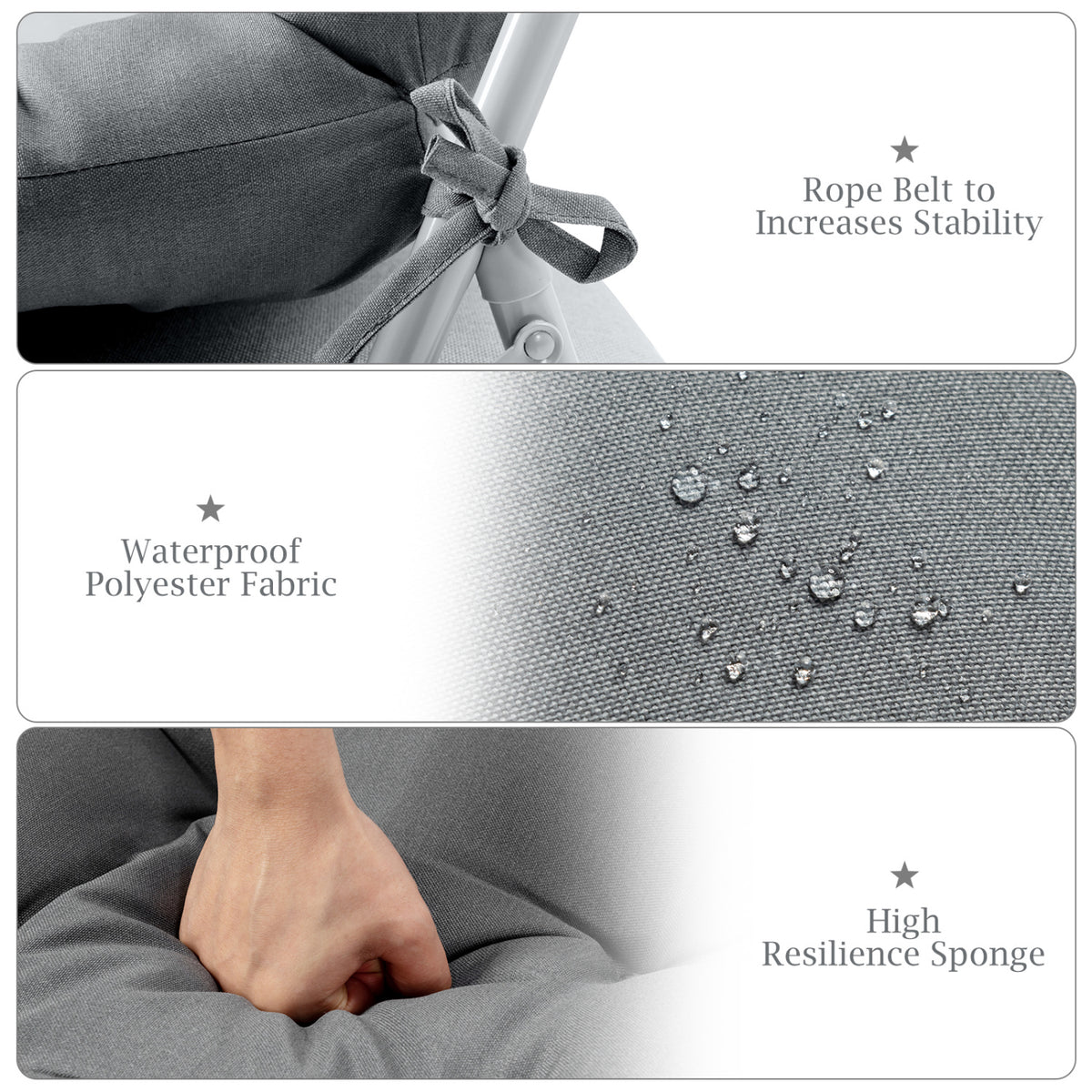 Set of 2 High Back Chair Cushion with Adjustable Height, Gray Outdoor Furniture Accessories at Gallery Canada