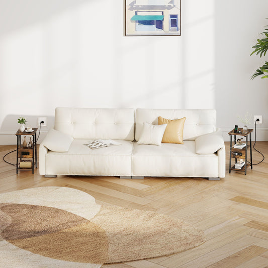 2 Industrial Side Tables with Charging Station & Shelves, Rustic Brown End & Side Tables Rustic Brown at Gallery Canada