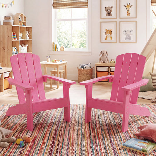 Kids Adirondack Chair Set Of 2, High Backrest, Pink Kids Chairs & Seating Pink at Gallery Canada