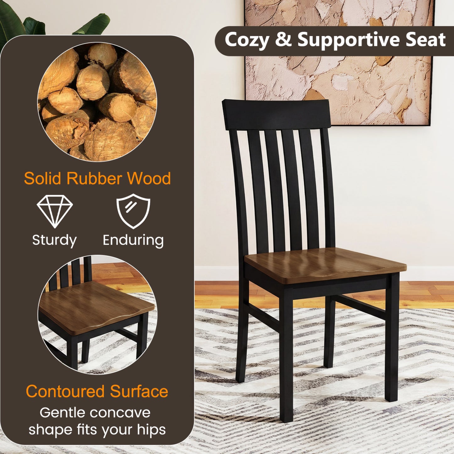 Set of 2 Armless Kitchen Dining Chairs, Black Dining Chairs at Gallery Canada