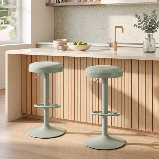 Set of 2 Adjustable Kitchen Bar Stools with Padded Seat, Green Bar Stools Green at Gallery Canada